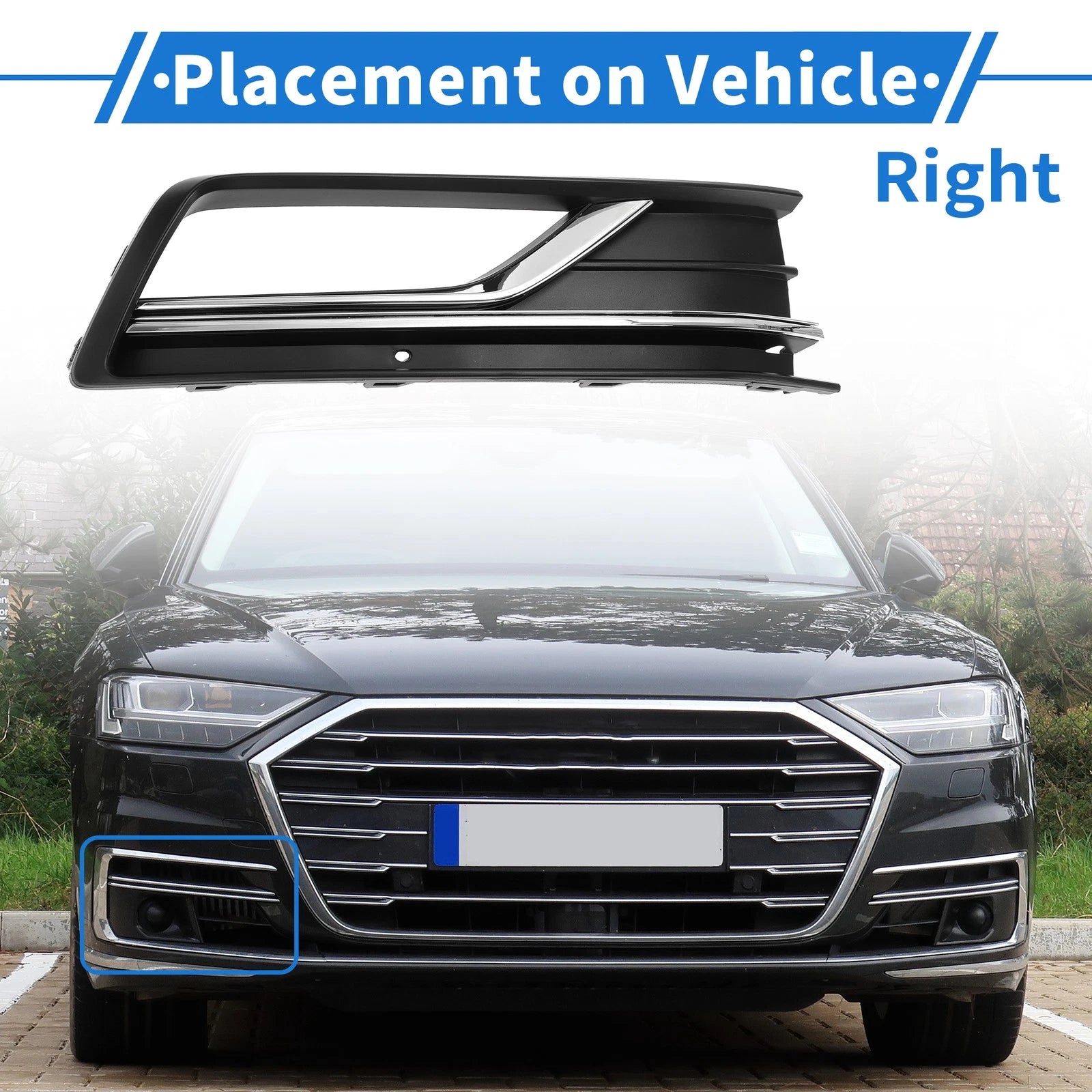 Fog Light Grille Front Right Replacement for Volkswagen Passat (2016–2018)