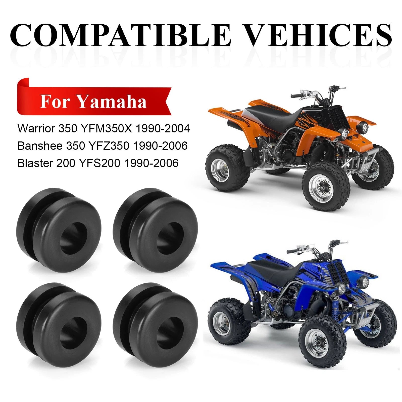 Set of 4 Rubber Heel Guard Grommets for Yamaha Banshee 350 (1990–2006)
