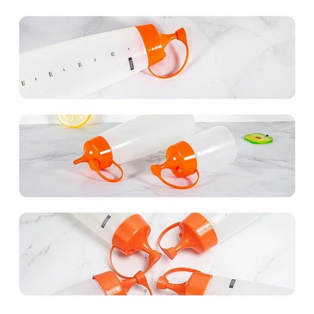 2X Squeeze Bottles for Condiments 300/550ml with Nozzle