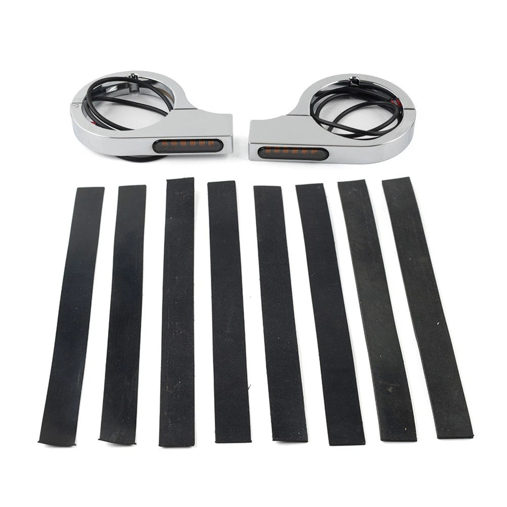 Chrome LED Fork Turn Signal Light Indicator for Harley Suzuki