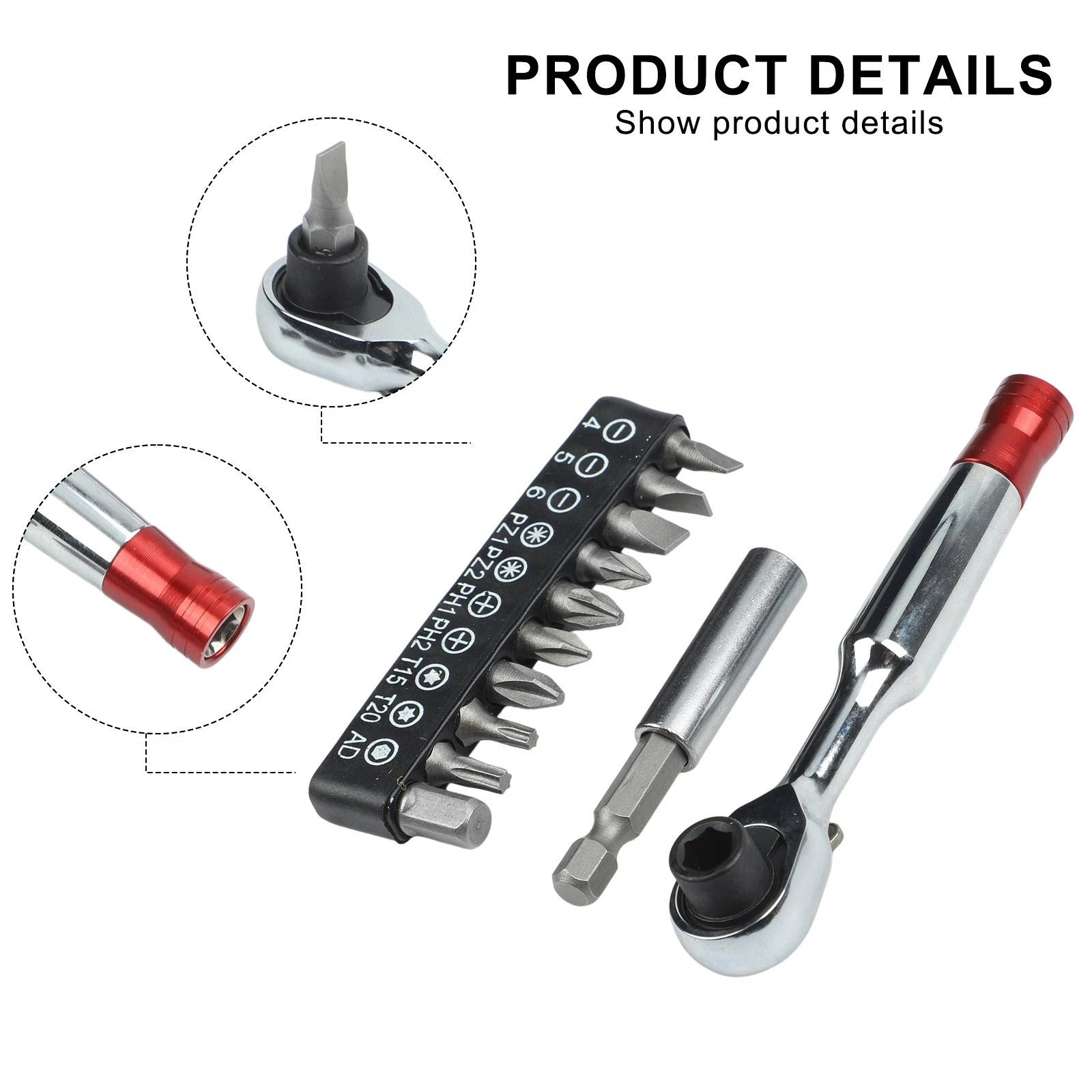 1/4 in Ratchet Wrench 72 Tooth Quick Release with 10 Bits & Extension