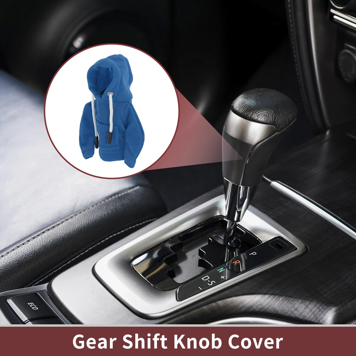 1 Pc Manual Gear Shift Knob Cover for Universal Fit (Hoodie Style, Blue Fabric)