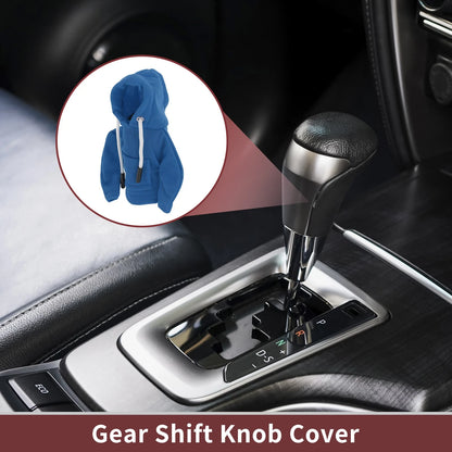 1 Pc Manual Gear Shift Knob Cover for Universal Fit (Hoodie Style, Blue Fabric)