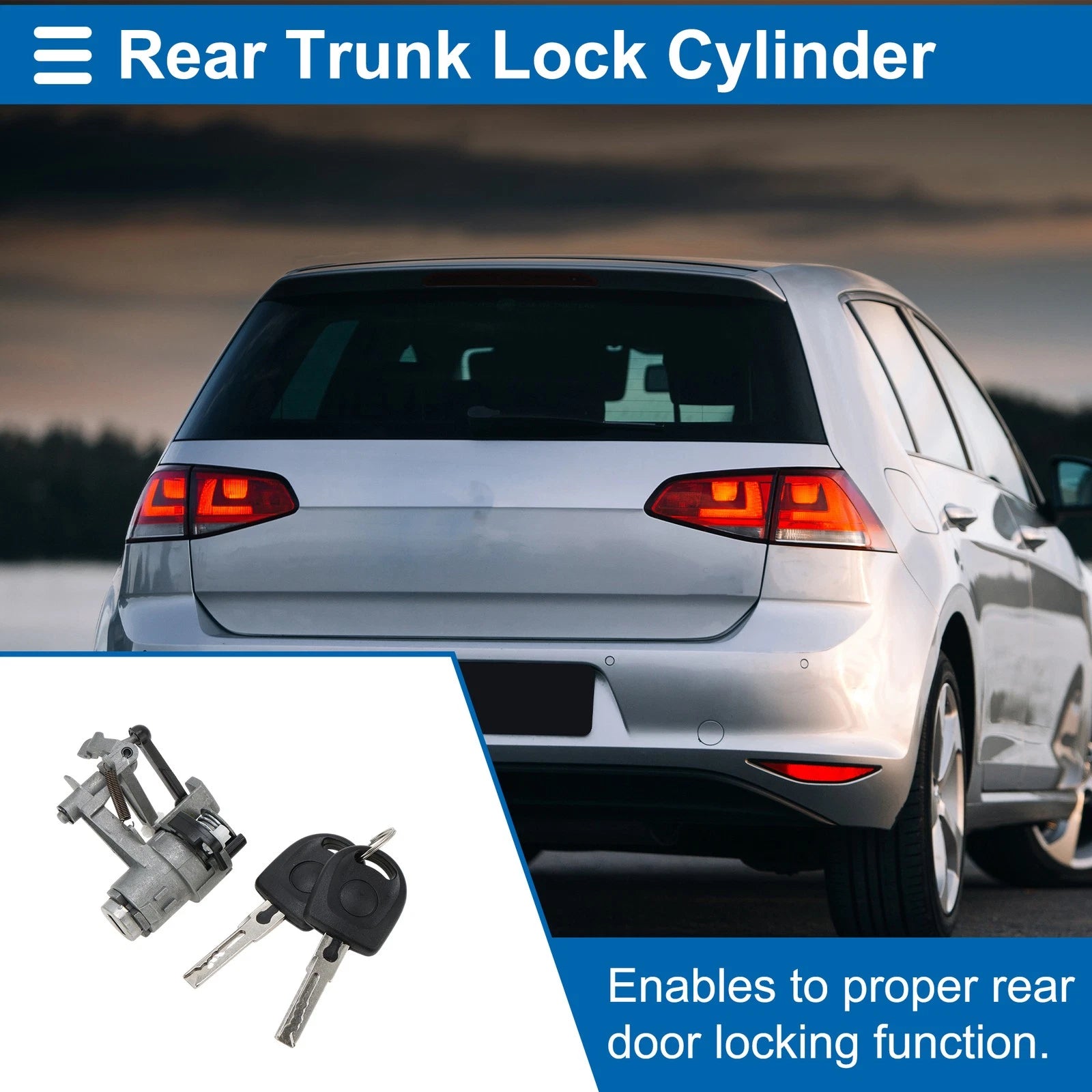 Trunk Lock Cylinder and Tailgate Lock Cylinder with Keys for Volkswagen Golf (1 Set)