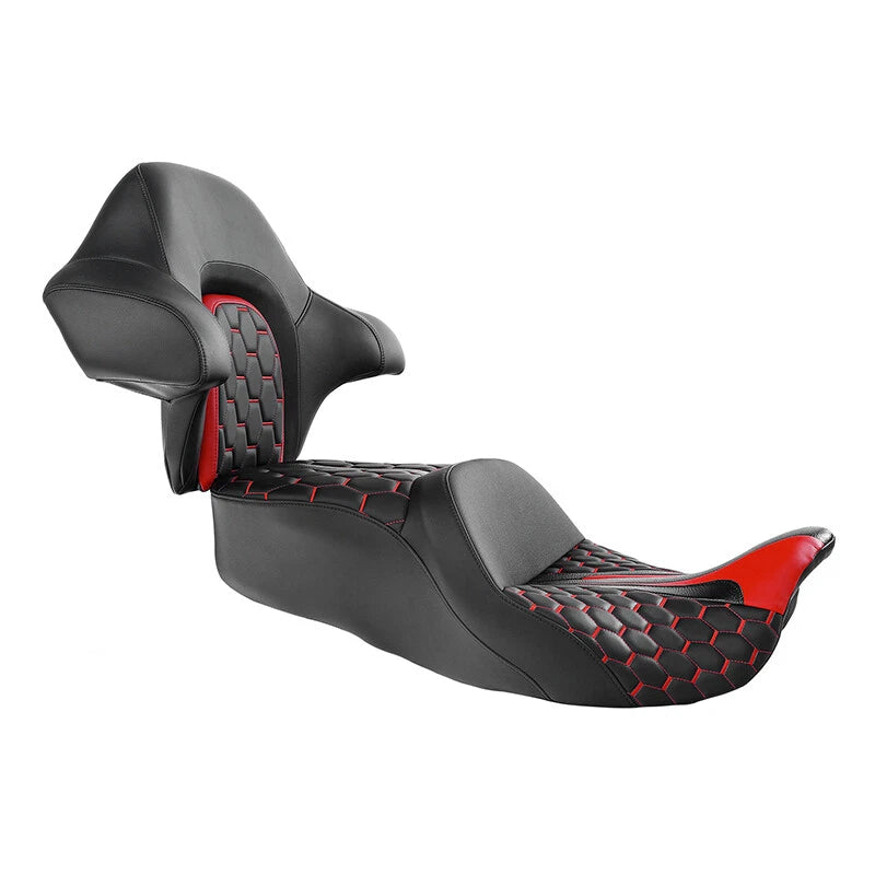 Seat Backrest Pad for Harley Electra Glide (2014–2023) - Black Red