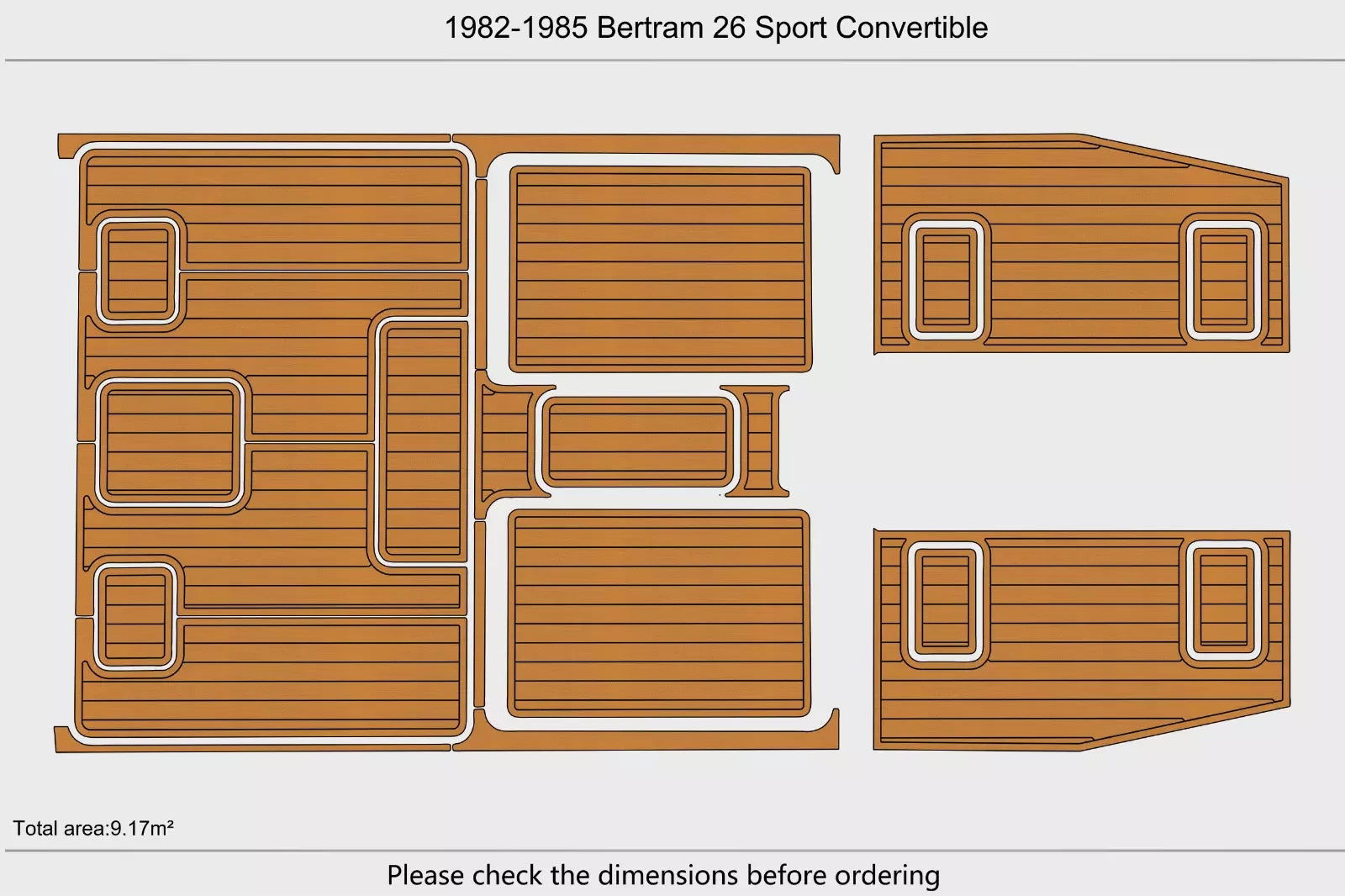 EVA Foam Teak Deck Flooring Mat for Bertram 26 SPROT (1982)