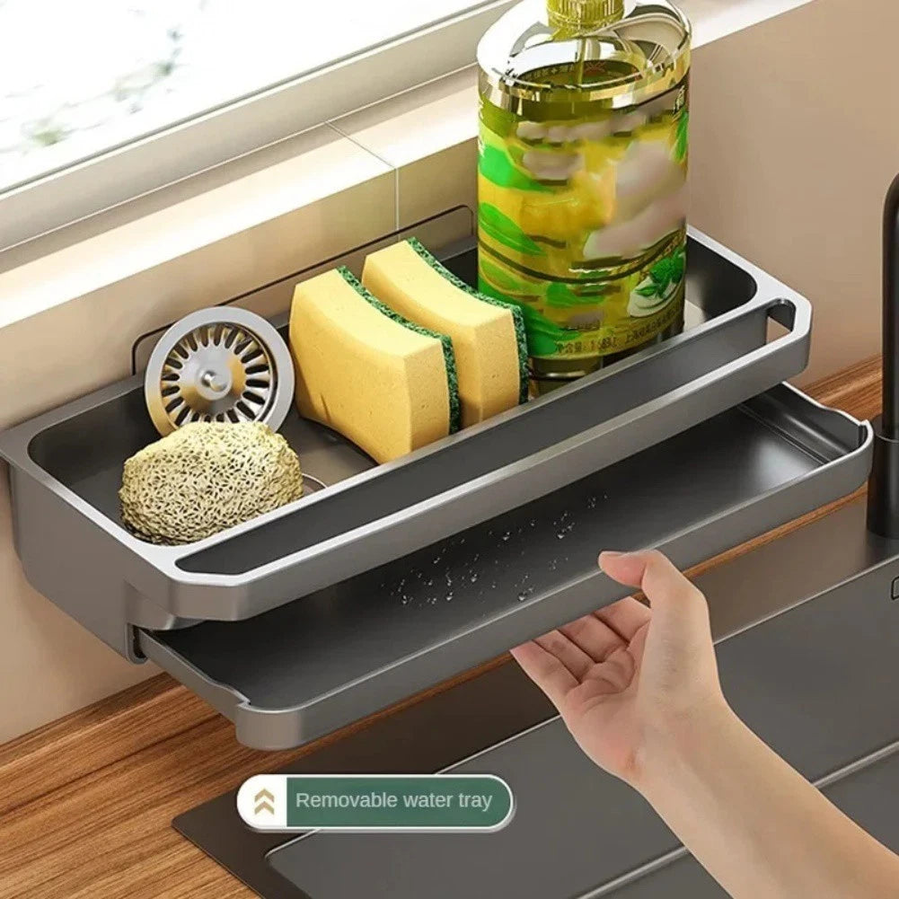 Kitchen Sink Organizer Rack with Self Draining Expandable Shelf