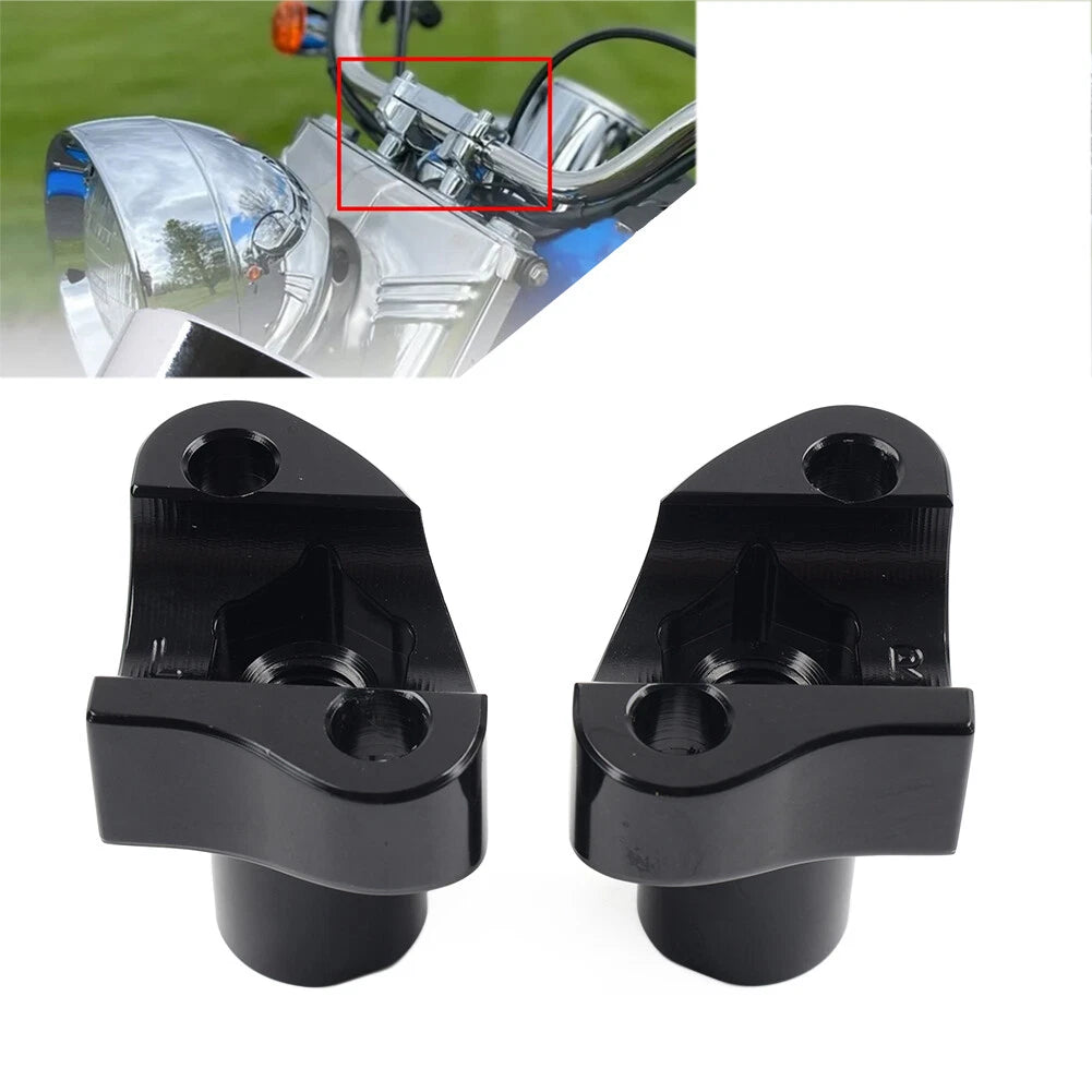 2" Straight Handlebar Risers Black For Harley 1" Bar Dyna Sportster Softail BK