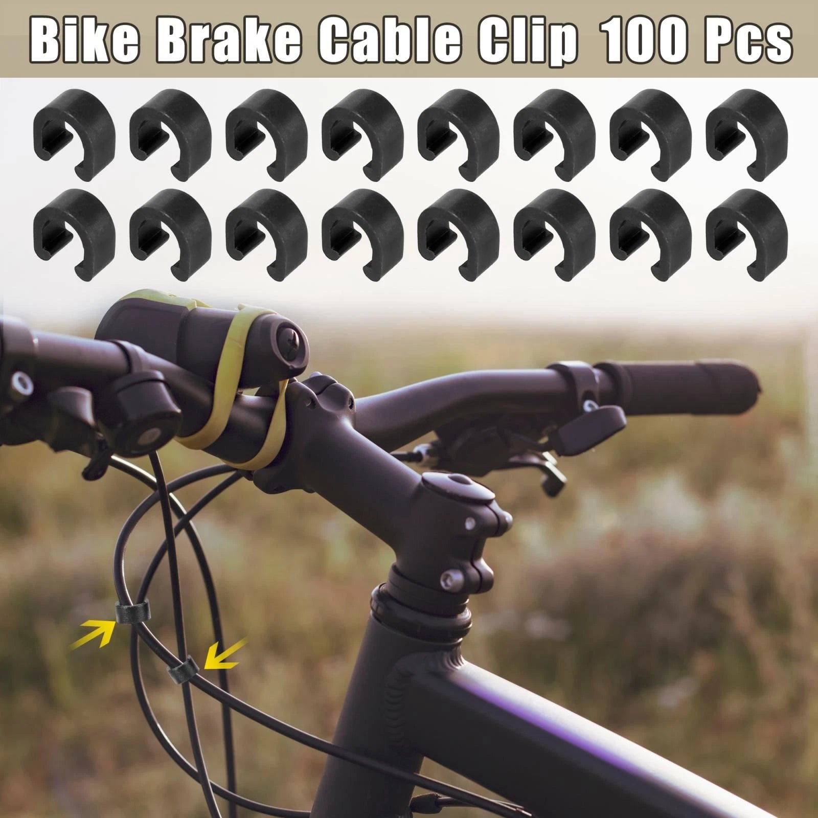 Brake Cable Clip C Style Clamp Plastic Replacement for Mountain Bike (100 pack)