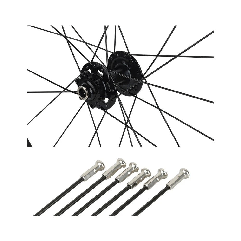 2mm Black Alloy Bicycle Spokes for Most Wheelsets (283, 285, 290mm)