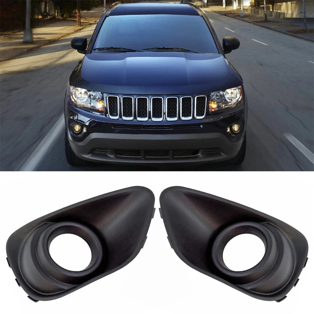 2Pcs Front Bumper Fog Light Cover Bezel Trim for Jeep Compass (2011–2017)