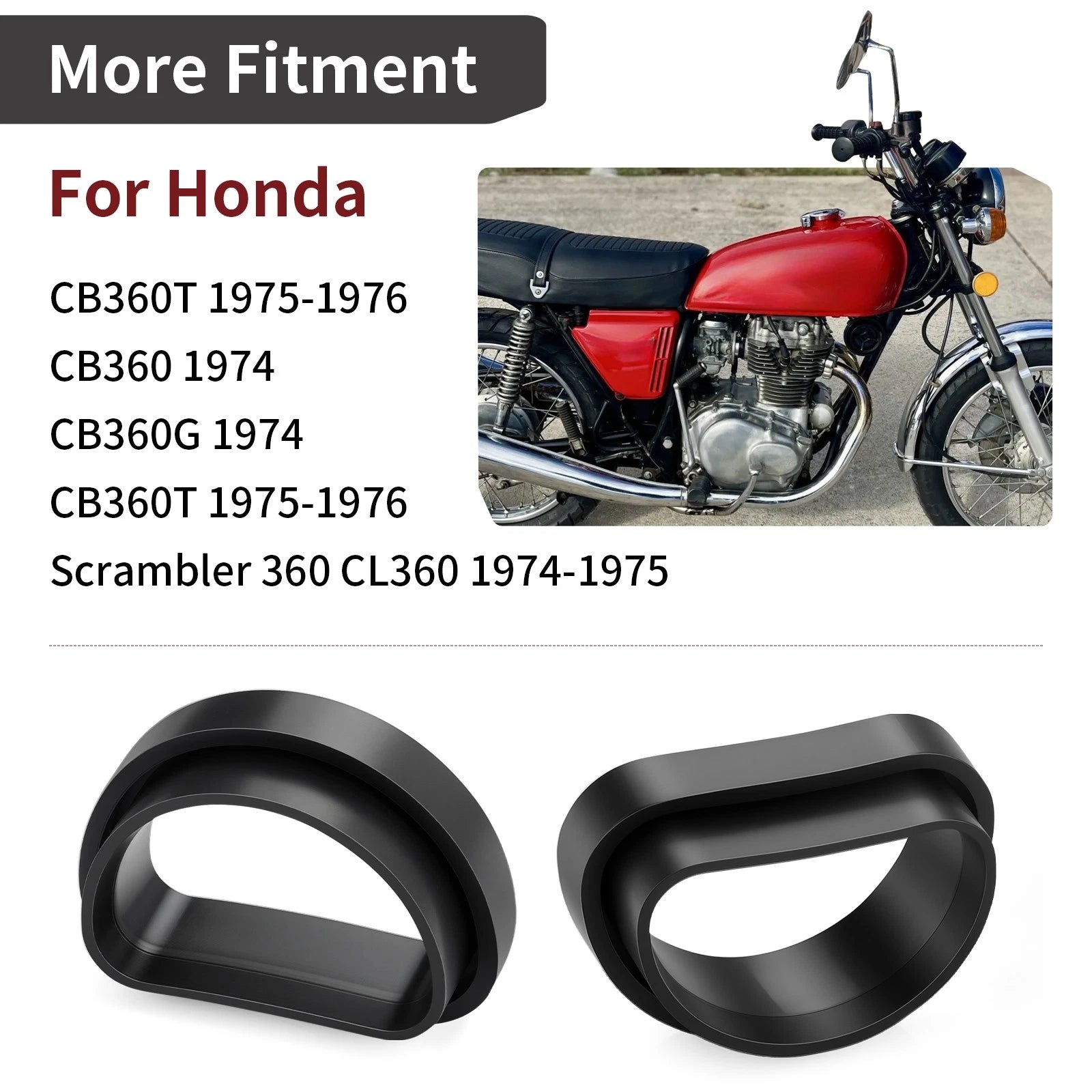 Air Cleaner Filter Tube Joint x2 for Honda CB360 CB360T CB360G CL360 (1974–1976)