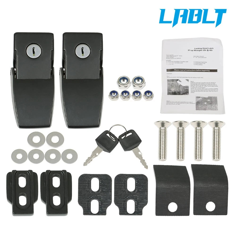 Hood Latch Locking Catch Kit for Jeep Wrangler (2007–2023)