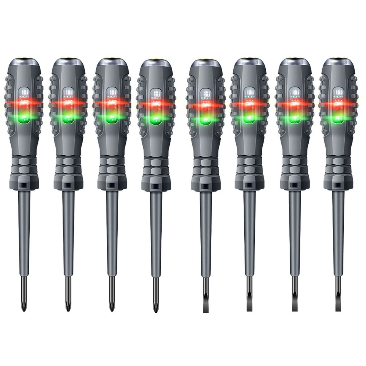8 Slotted Cross Screwdriver Pens with Voltage Indicator Light