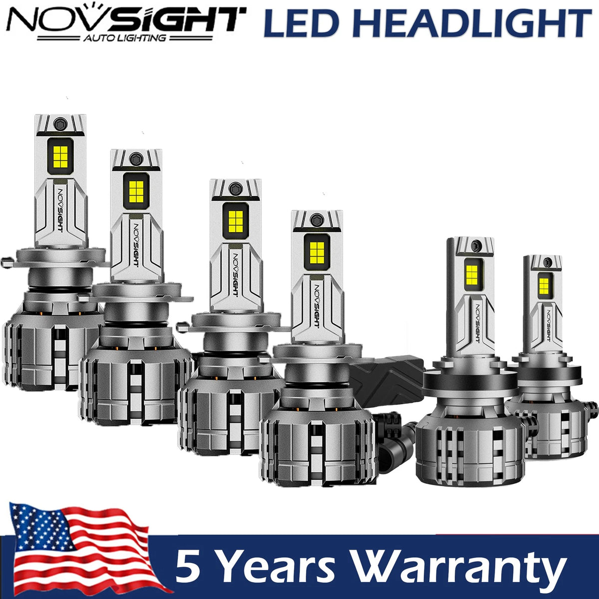 6x H7 H11 LED Headlight Bulbs Kit for High Low Beam Fog Light (6500K)