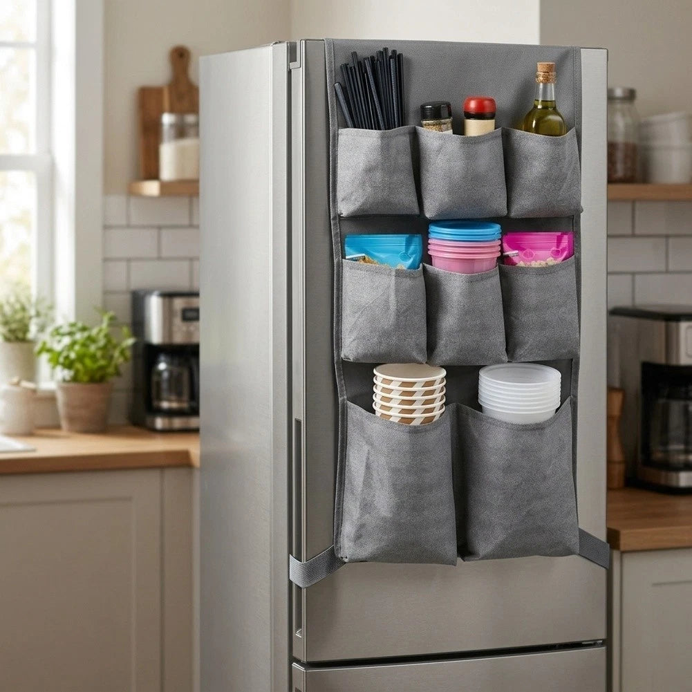 15-Pocket Over Fridge Hanging Storage Bag for Utensils and Tools