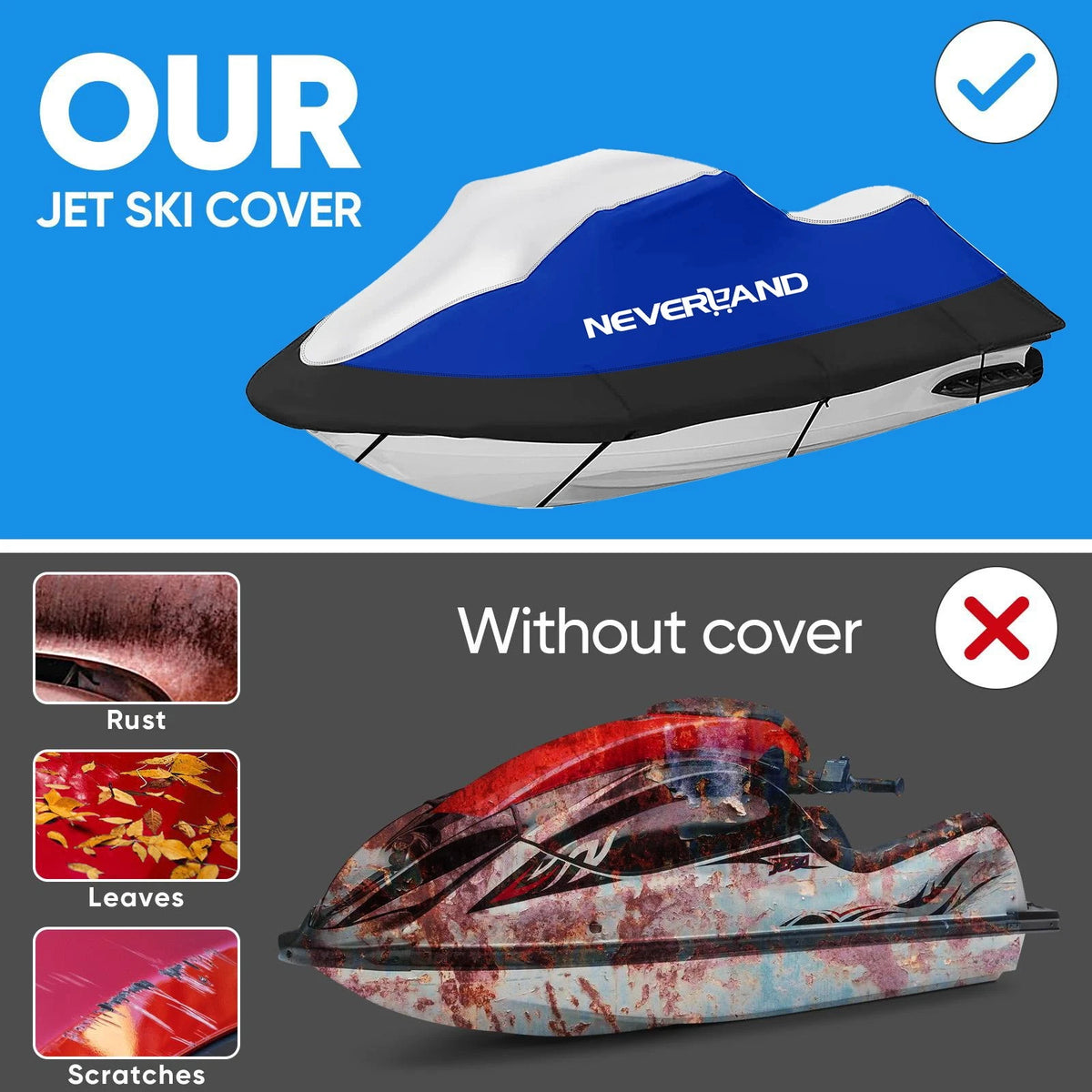 Trailerable Waterproof Jet Ski Cover for Seadoo GTI 90/130 (120"-135")