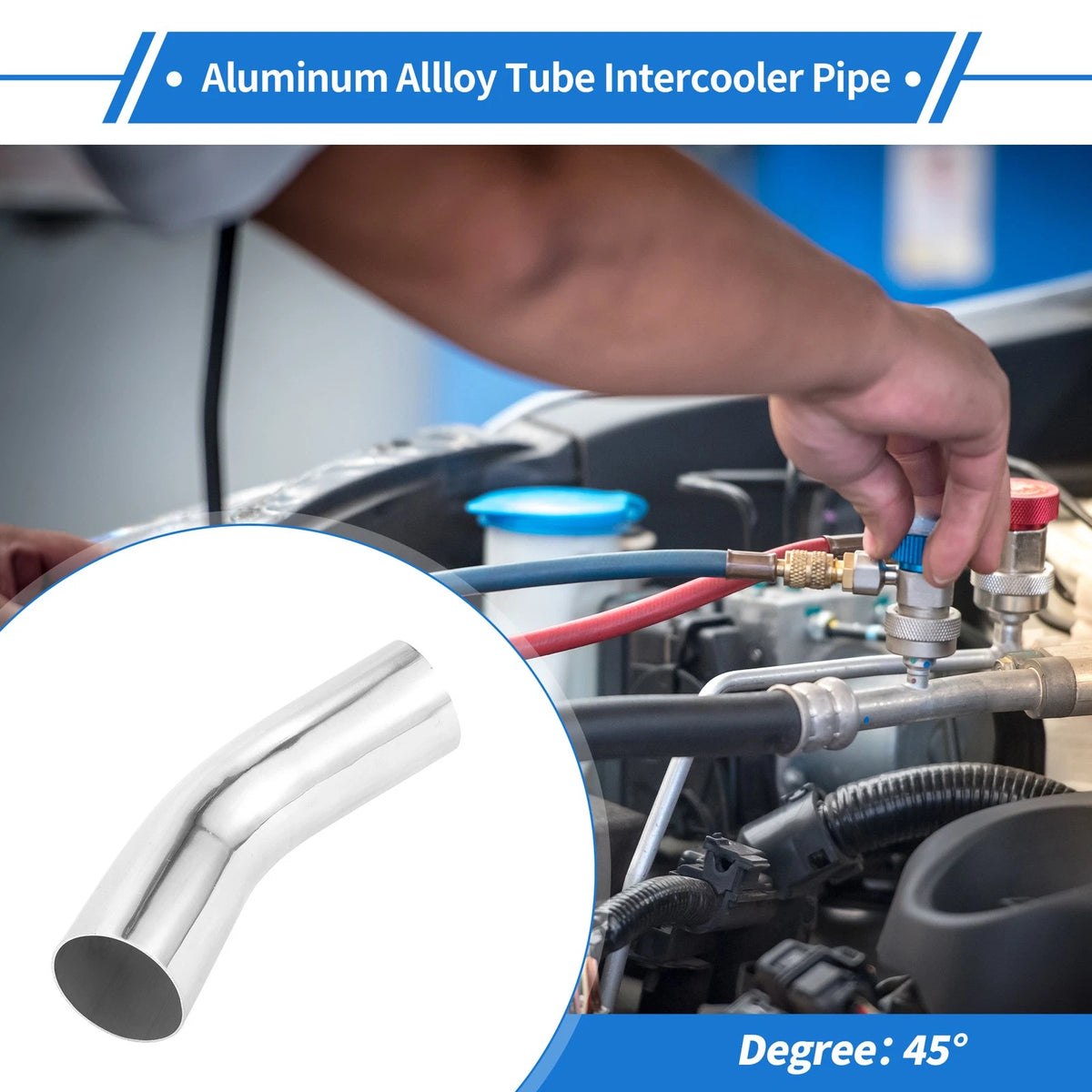 45 Degree Bend Intercooler Pipe 76mm/3"OD 6061 Aluminum Alloy 150mm