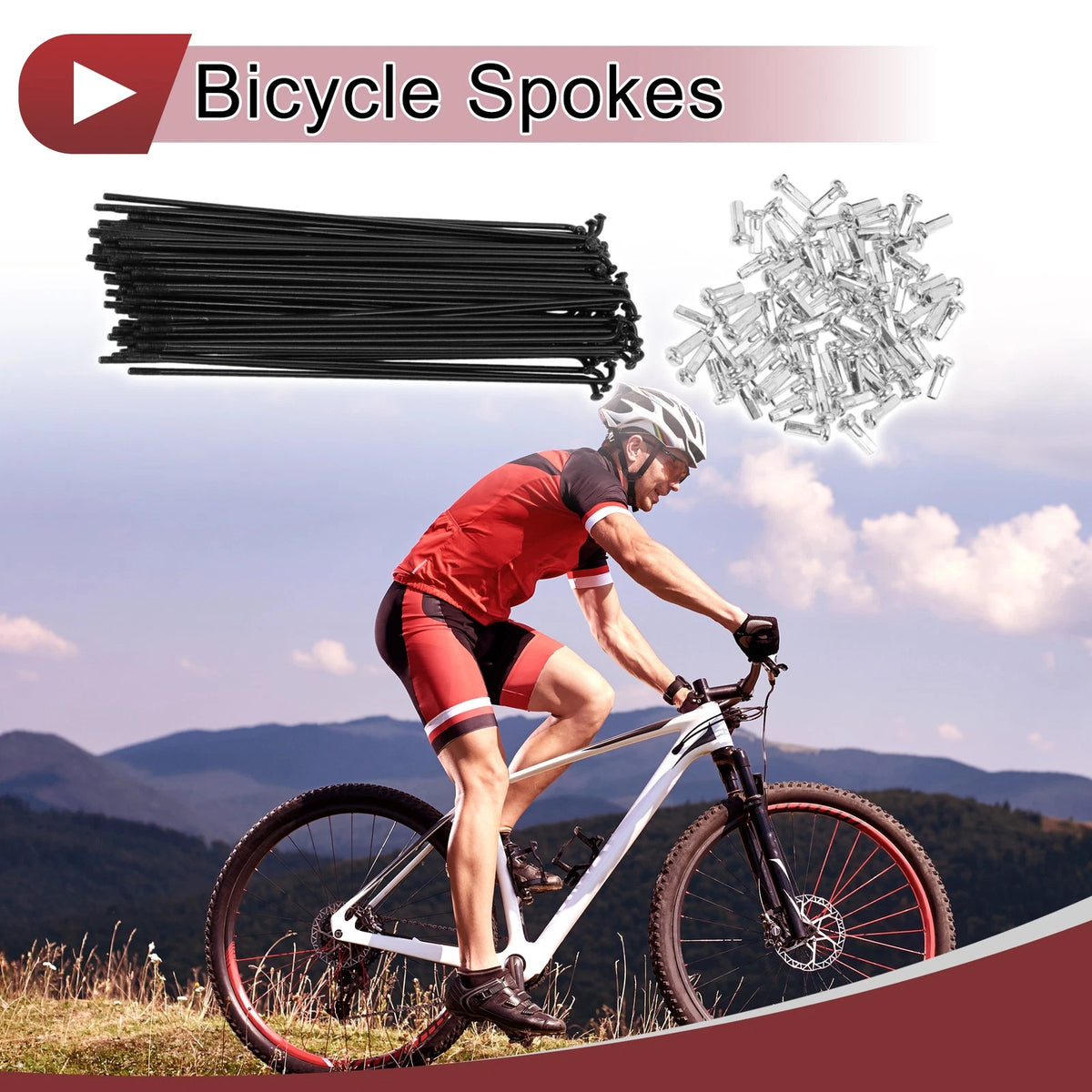 Set of Bicycle Spokes 144mm Carbon Steel Black for 14G Wheel (72 Pack)