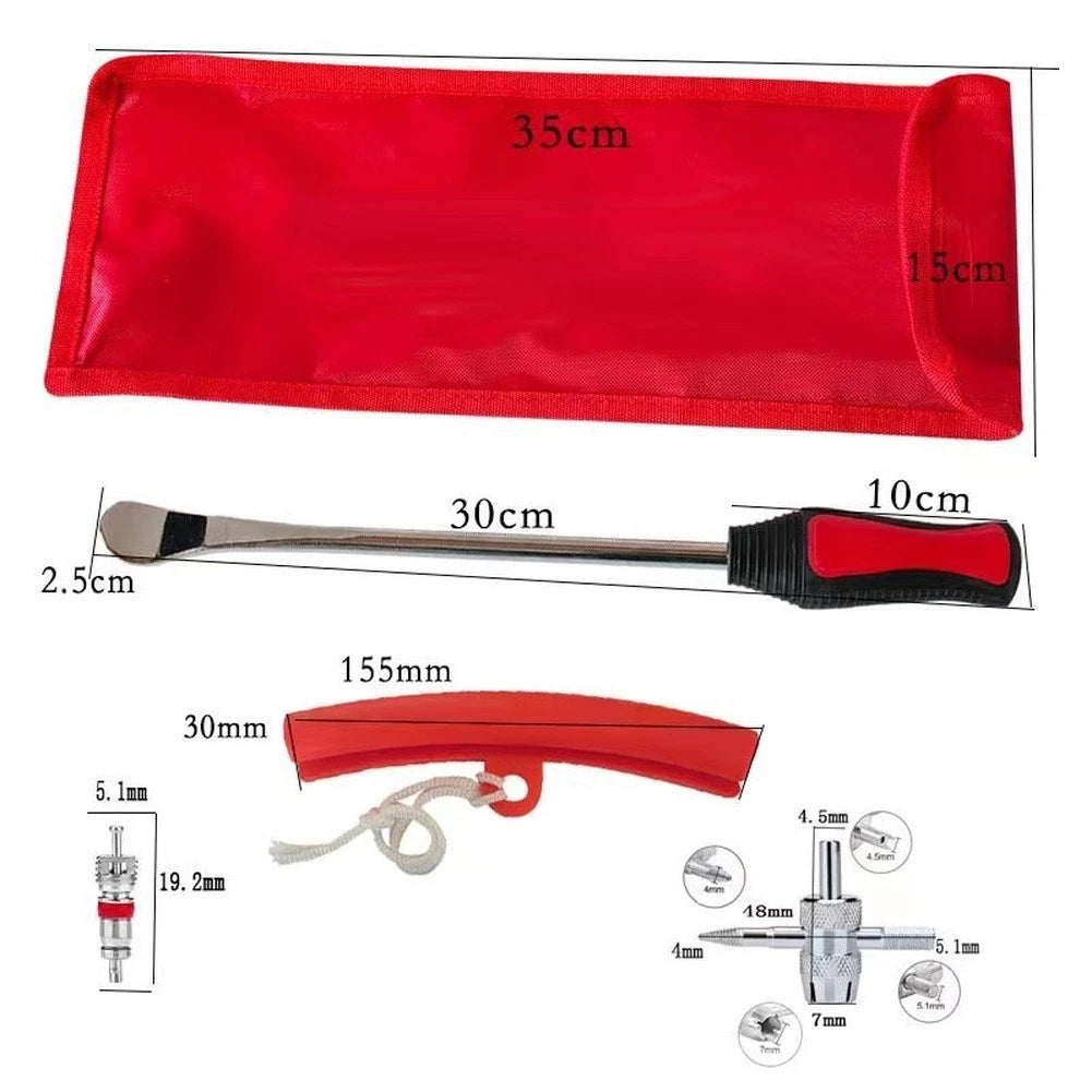 31-Piece Motorcycle Tire Repair Tool Set - Tire Iron Pry Bar & Valve Stem