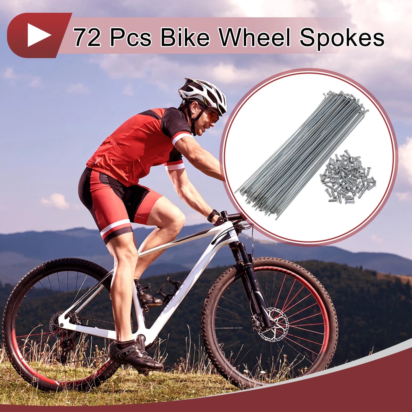Bicycle Spokes Set 192mm Carbon Steel Galvanized for 14G Wheel (192mm)