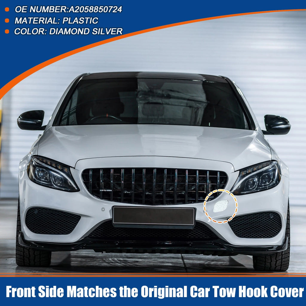 Front Tow Hook Cover Replacement for Mercedes-Benz A205 Diamond Silver (2017–2020)