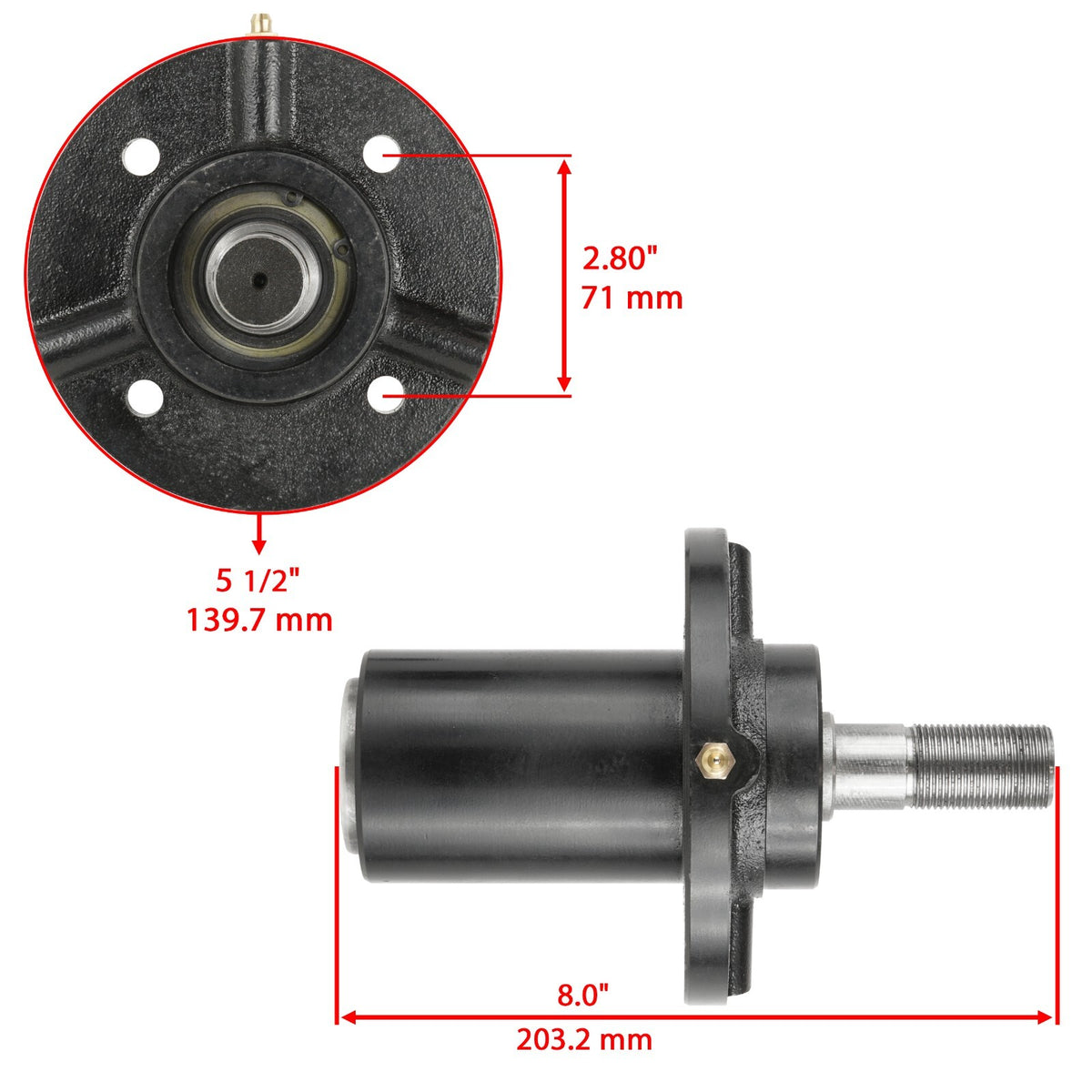 Spindle Assembly Short Shaft Replacement for Dixie Chopper (2007–2010)