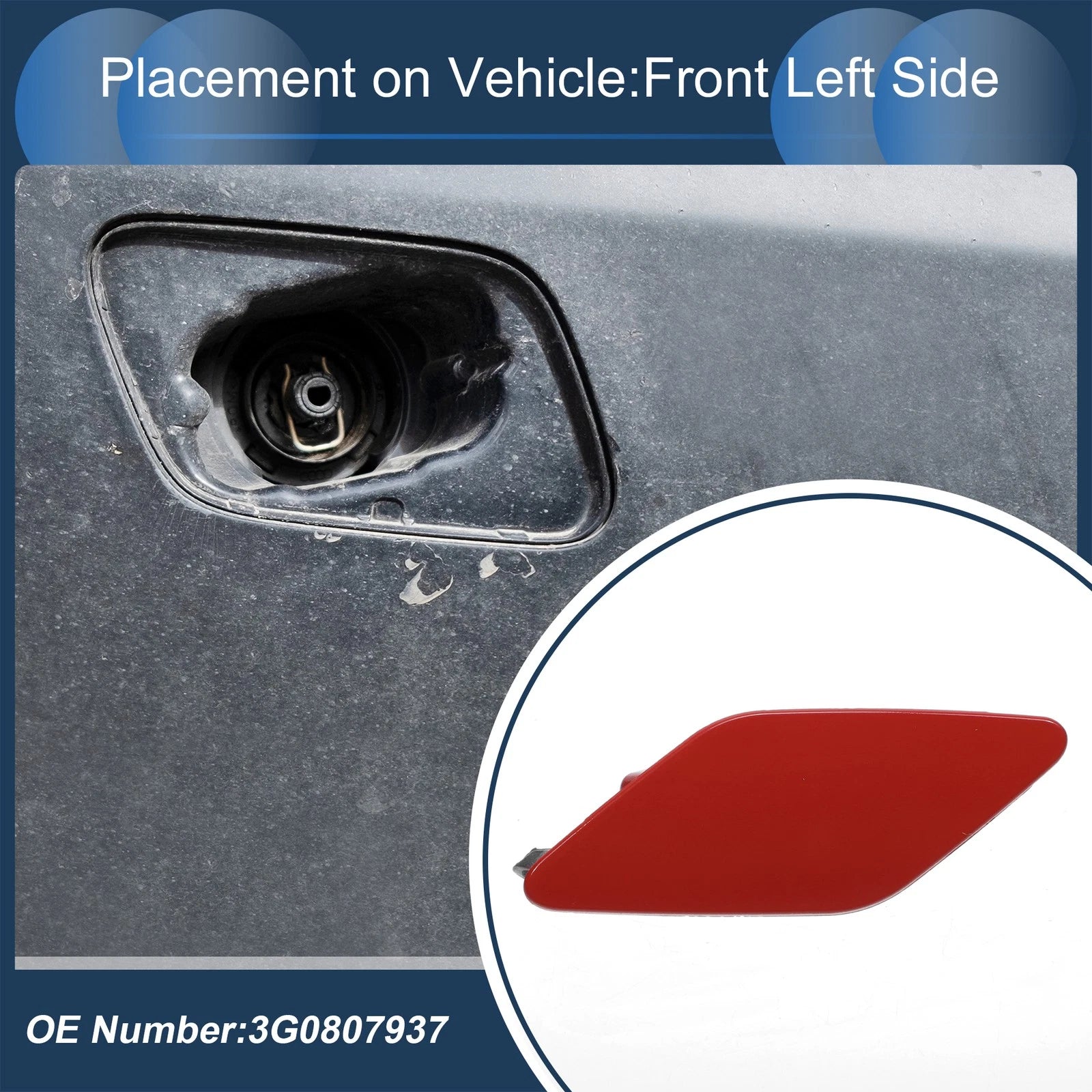 Front Left Washer Nozzle Cover Cap Replacement for Volkswagen Passat B8 (2015–2022)