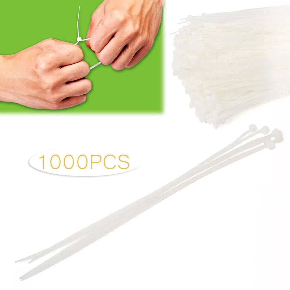 1000pcs 8 Inch Zip Nylon Cable Tie Straps for Network Cables