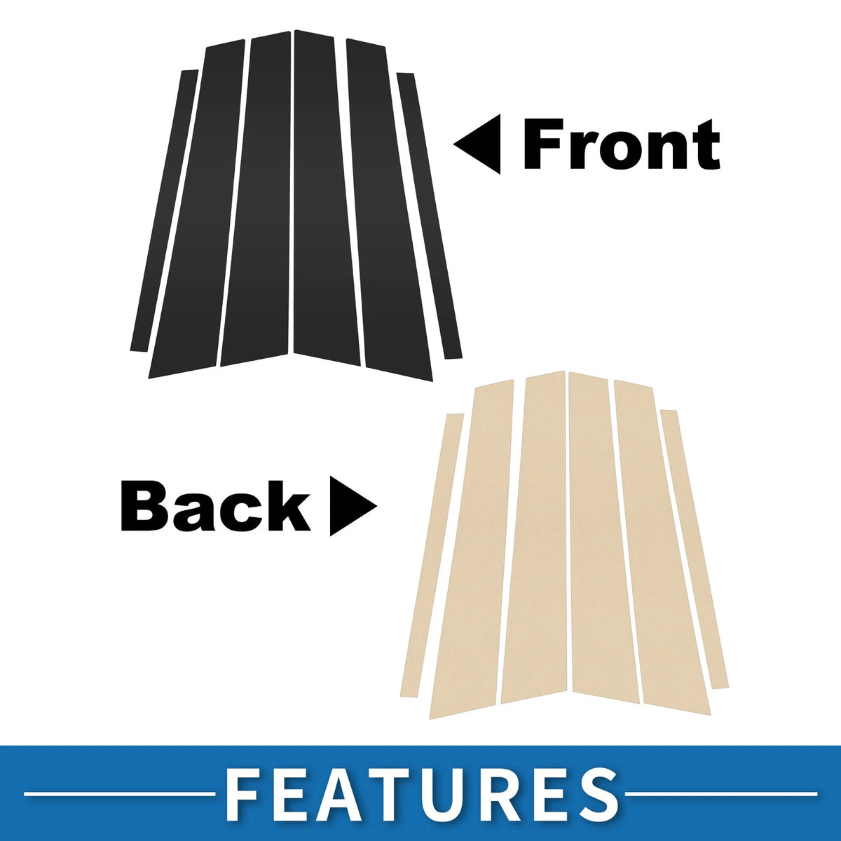 6 Pcs Door Pillar Window Trim for VW Golf 6 MK6 (2010–2013) Black