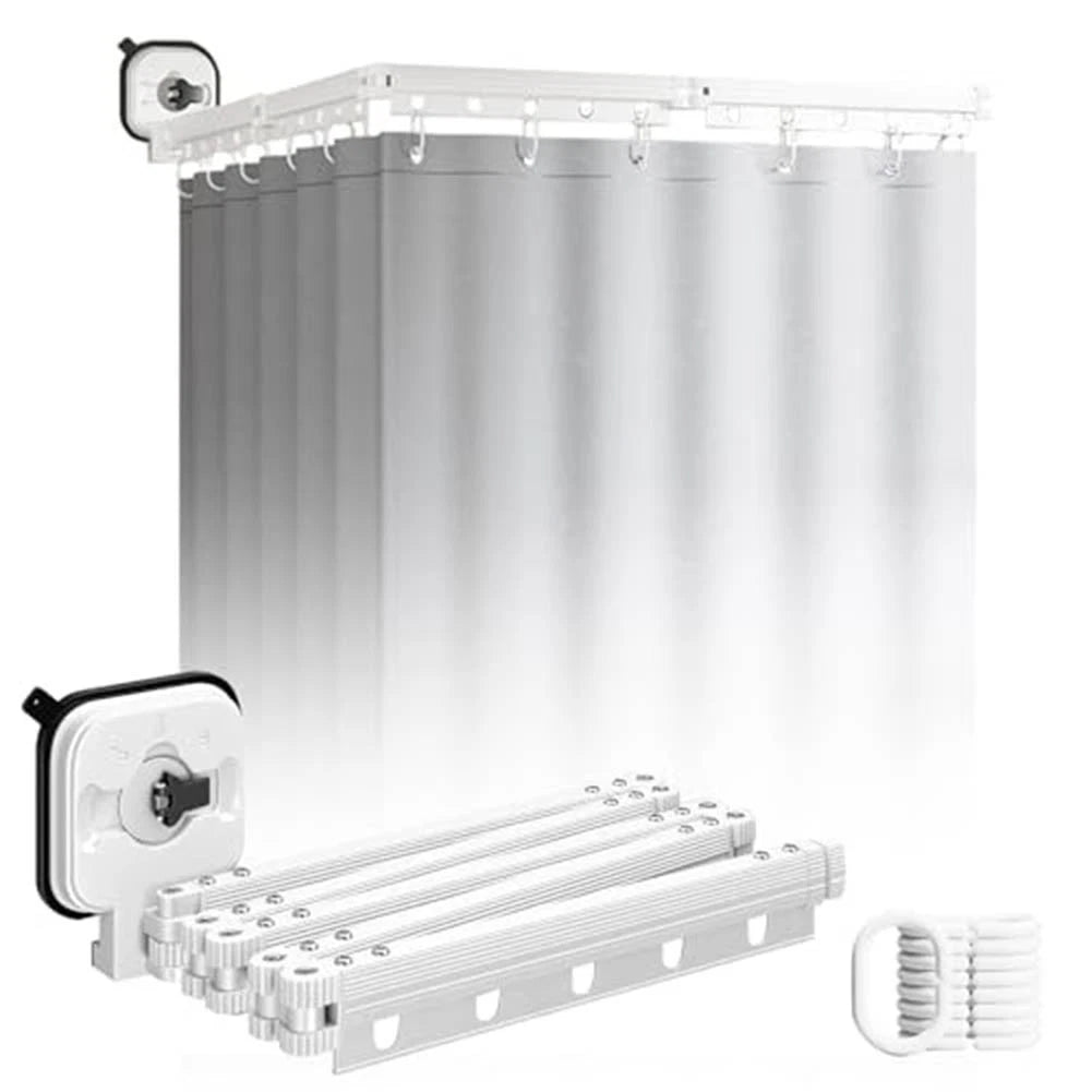 Compact Design Shower Rod for Corner Installation (No Drill)