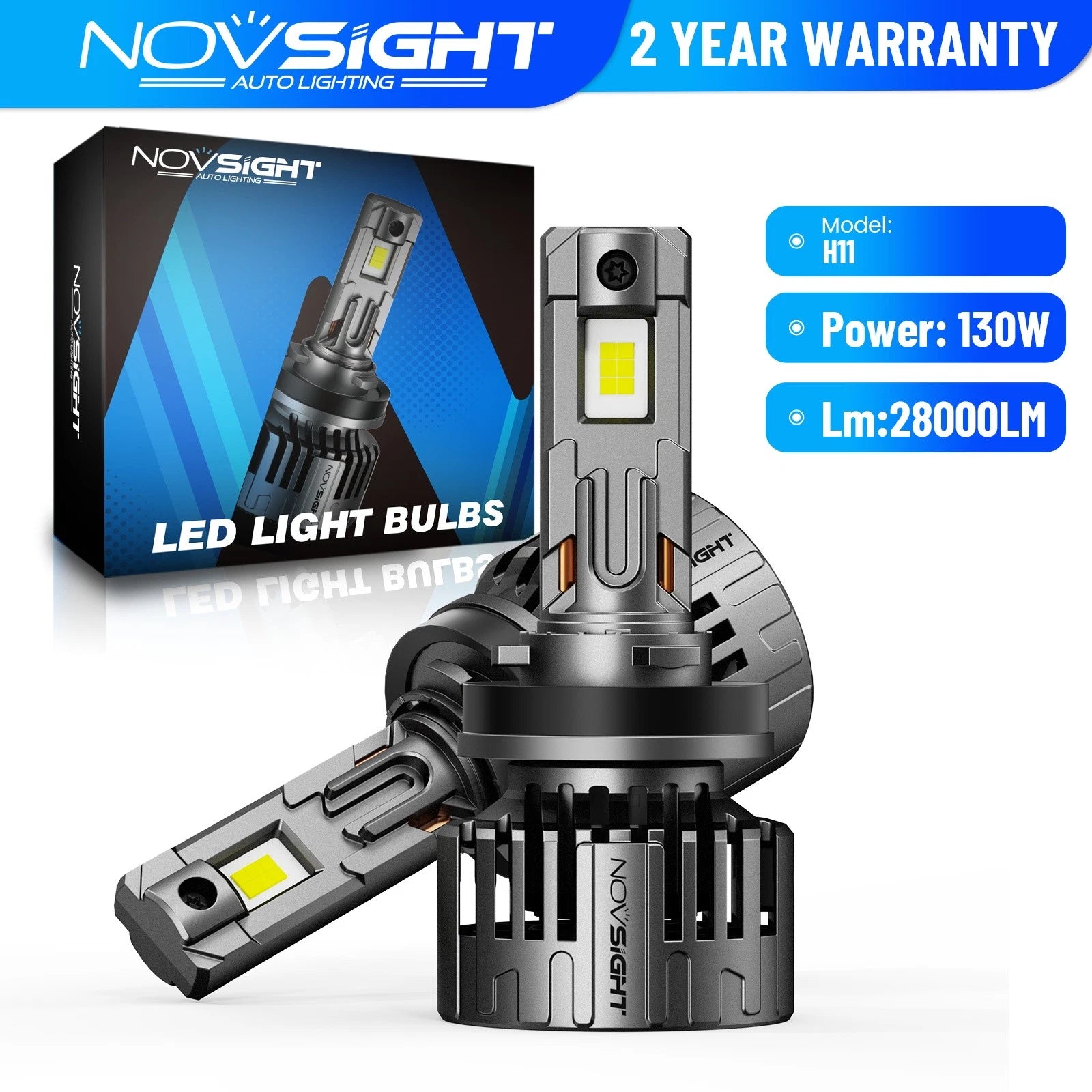 2X H11 LED Headlight Bulbs Conversion Kit 28000LM 6500K for