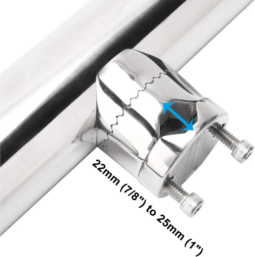 Set of 4 Stainless Steel Clamp On Fishing Rod Holders for Boat (7/8"-1")