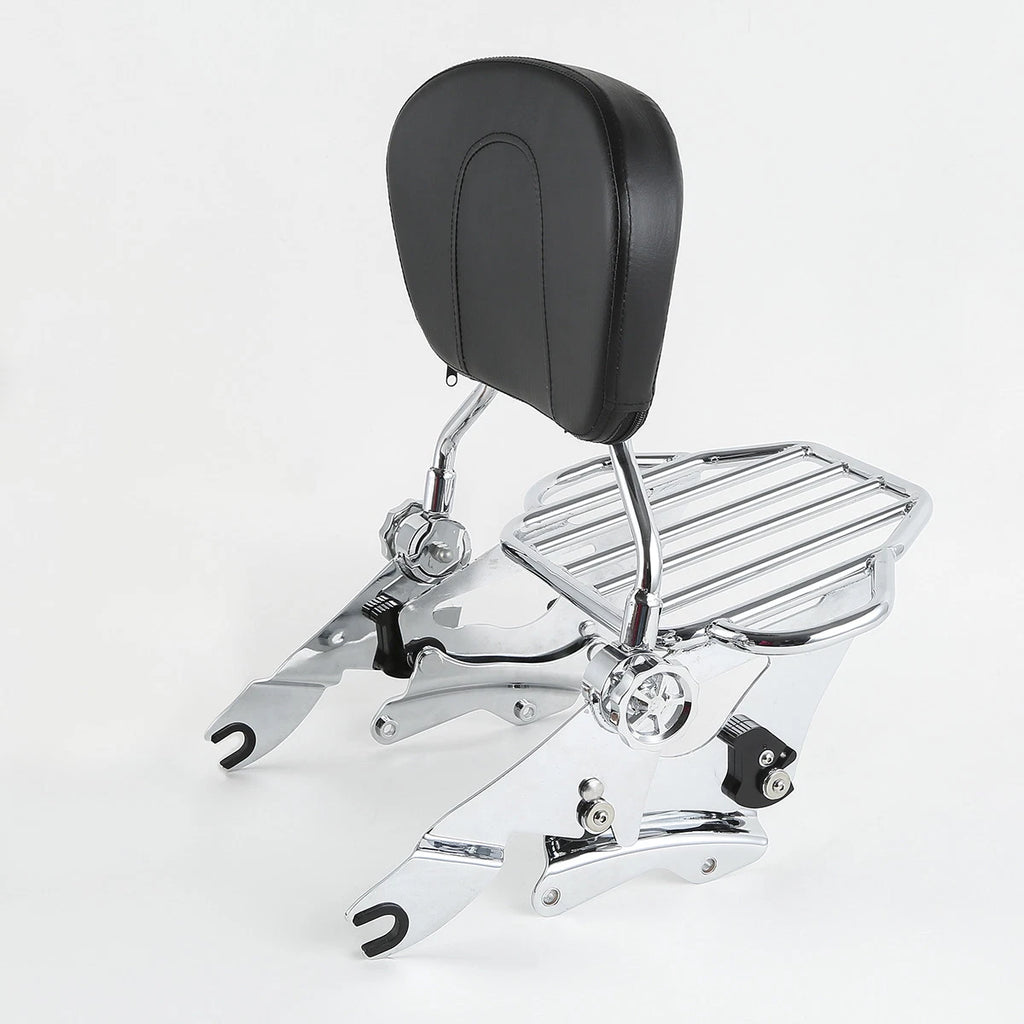 Sissy Bar Luggage Rack Backrest Docking Kit for Harley Touring (2014–2024) Chrome