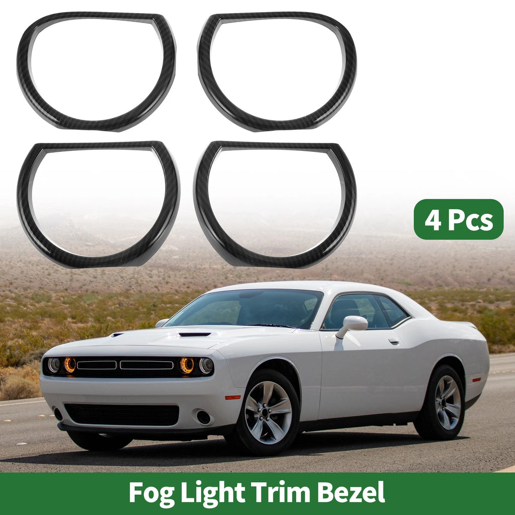 Headlight Trim Bezel Front Set for Dodge Challenger (2015–2024) ABS Black