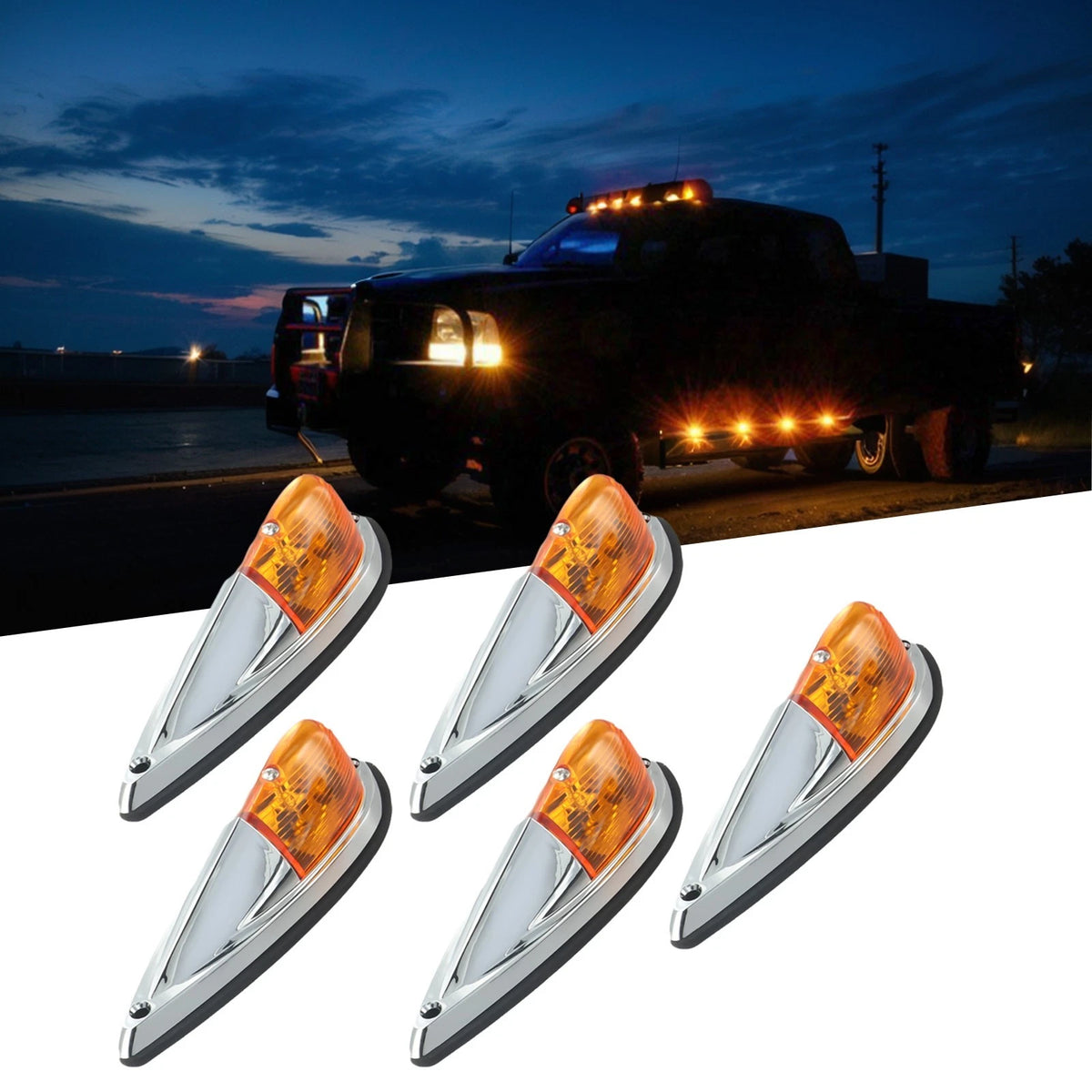 5 Pcs Cab Roof Clearance Lights for
