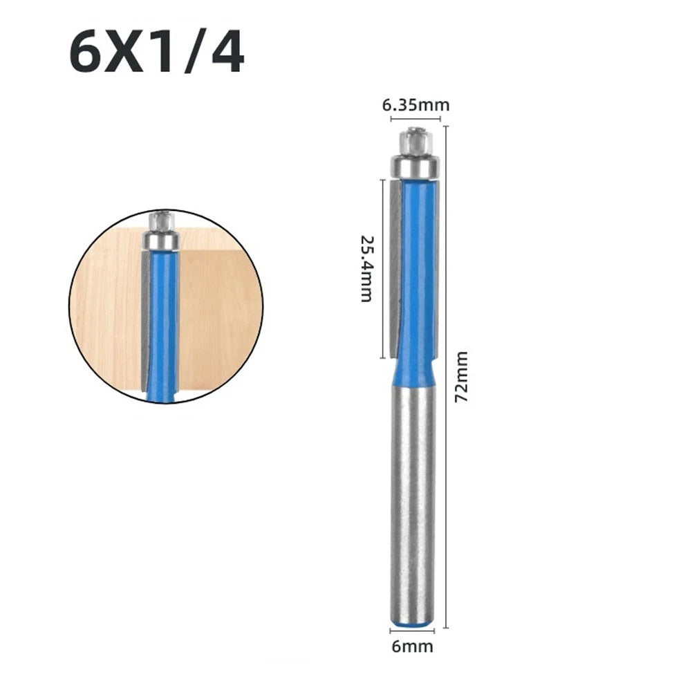 6mm Shank Milling Cutter Flush Trim Router Bit with Bearing for