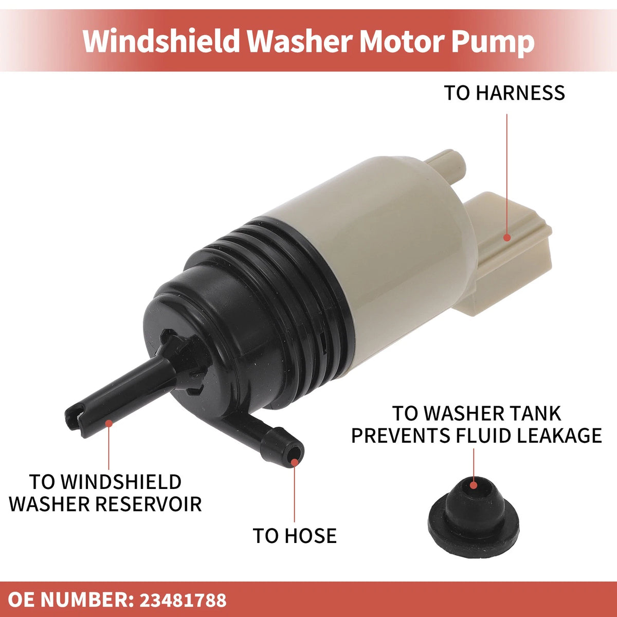 Windshield Washer Pump w/ Grommet for BMW 528i (No. 23481788)