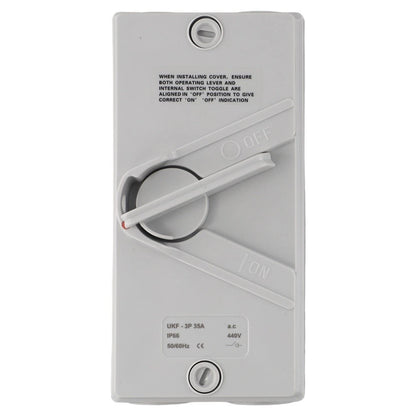3-Pole 63A Disconnect Switch for Outdoor Use (IP56, 110V-440V)