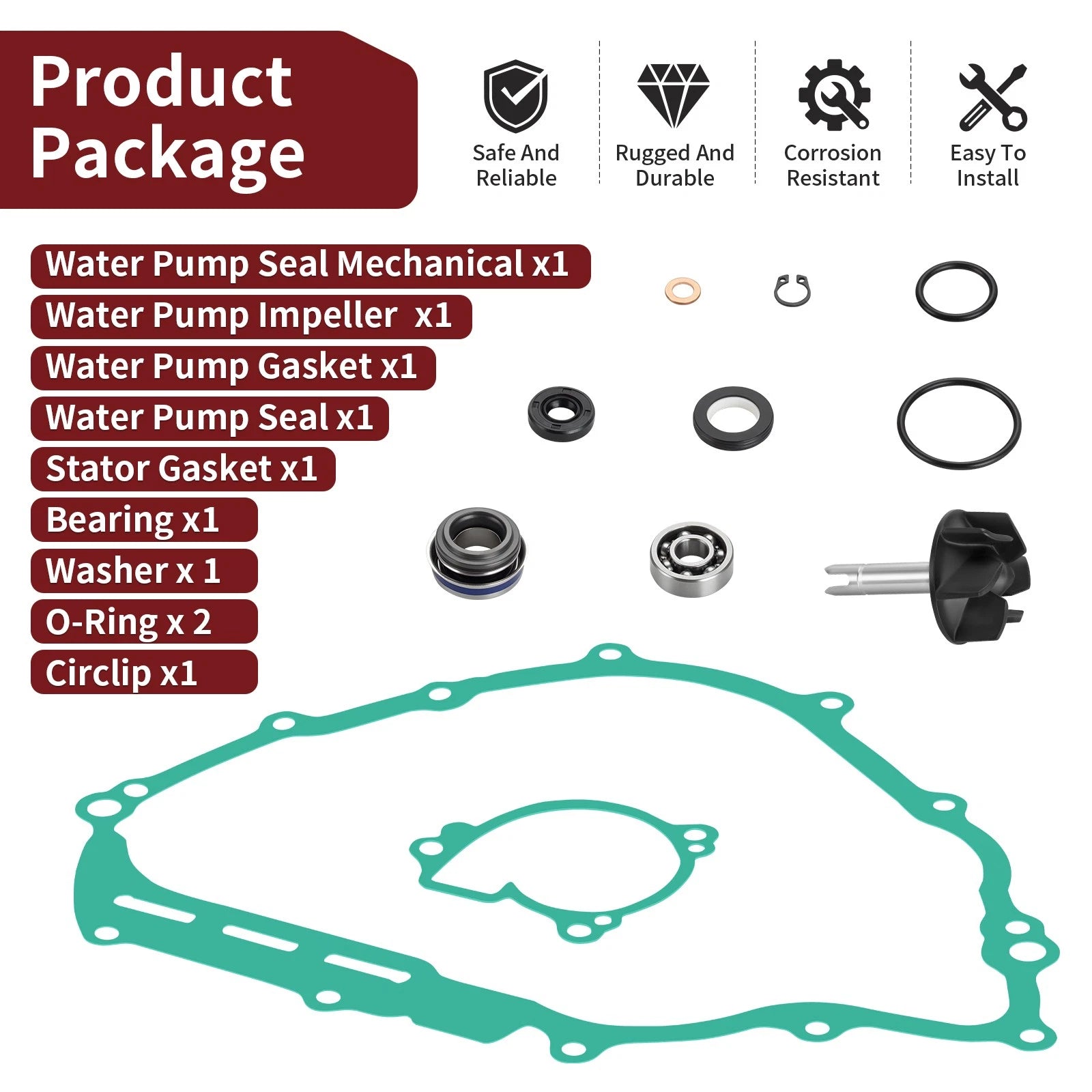 Water Pump Rebuild Kit for Yamaha Kodiak 700 YFM700 (2019–2024)