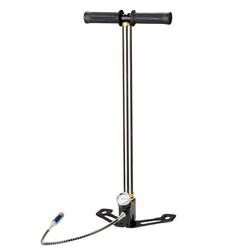 Stainless Steel Foldable Floor Pump with Integrated Pressure Gauge (4500 PSI)