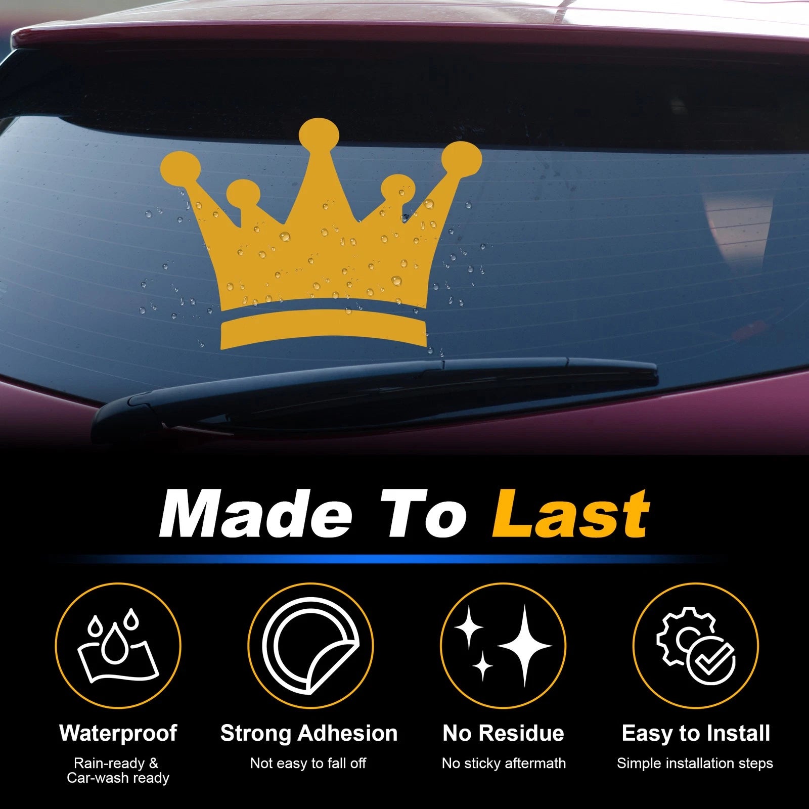 Reflective Bumper Decal for - Yellow Crown Style