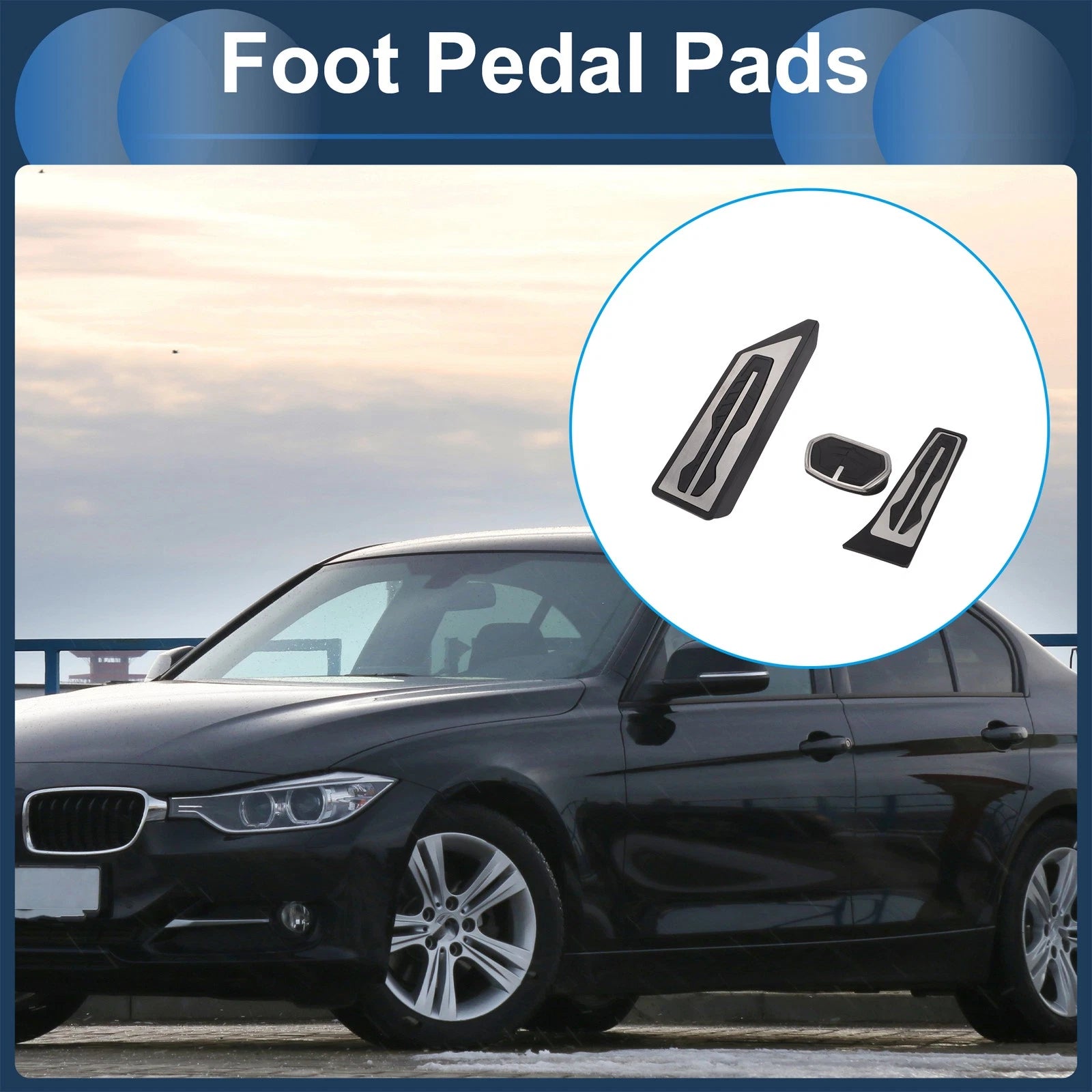 Foot Accelerator Pedal Covers Replacement 3 Piece for BMW X1 F48 (2016–2022)