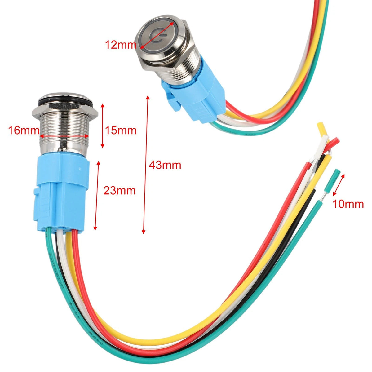 Power Switch Button with Wire Socket Harness for Automotive (12V)
