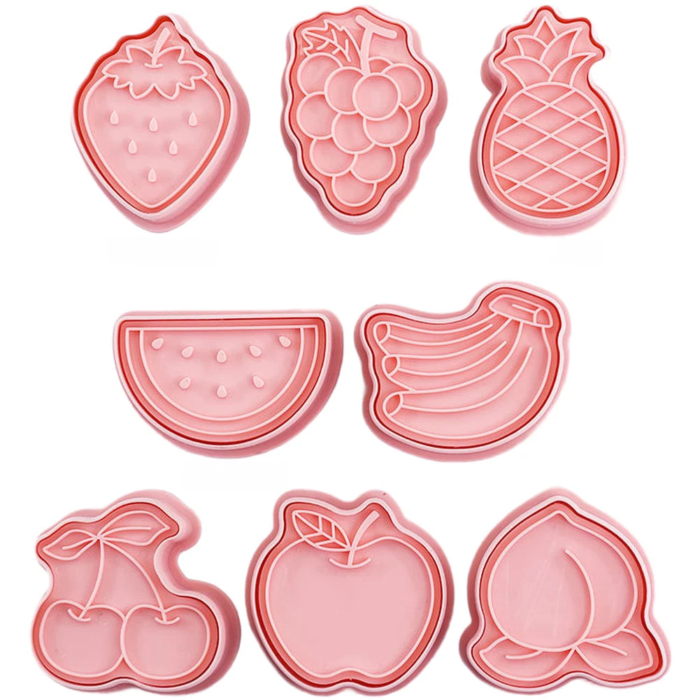 Set of 8 Fruit Shaped Cookie Cutters for DIY Baking Tool