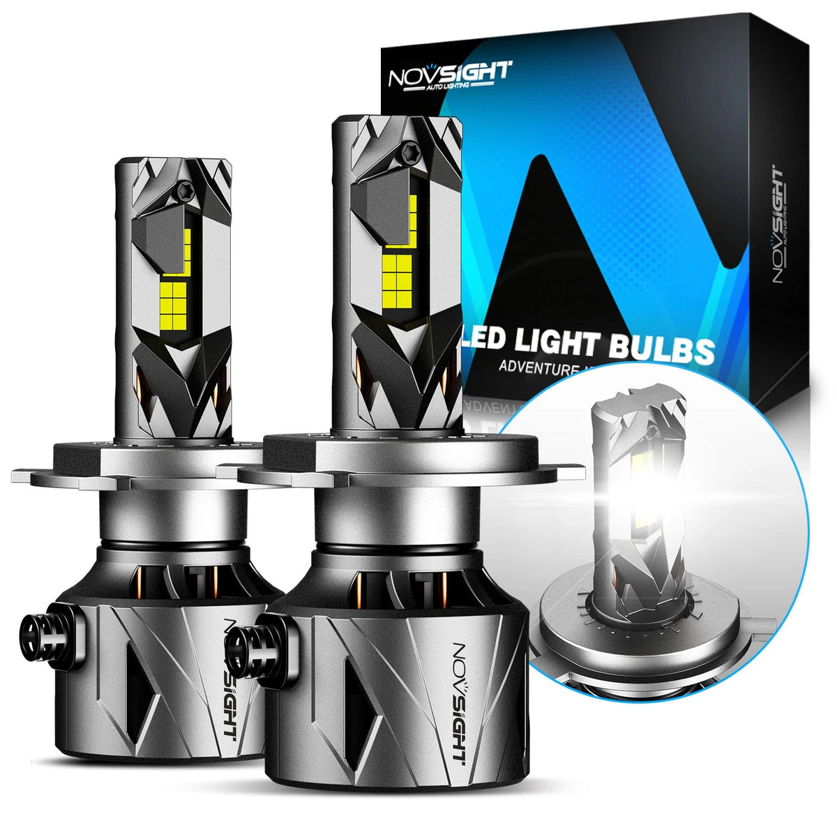 2X H4 9003 LED Headlight Bulbs for
