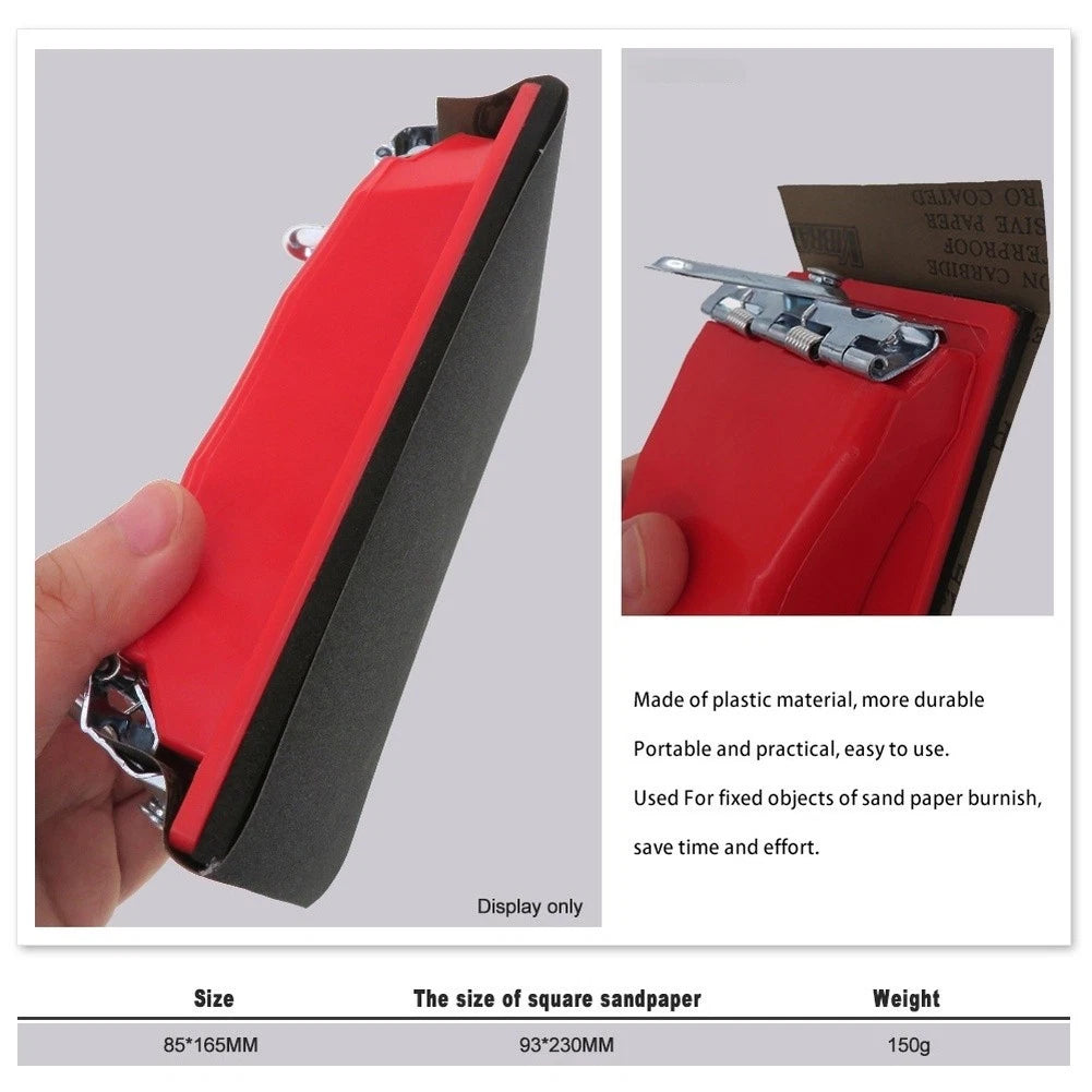 Compact Plastic Sandpaper Holder 85 x 165 mm for Workshop