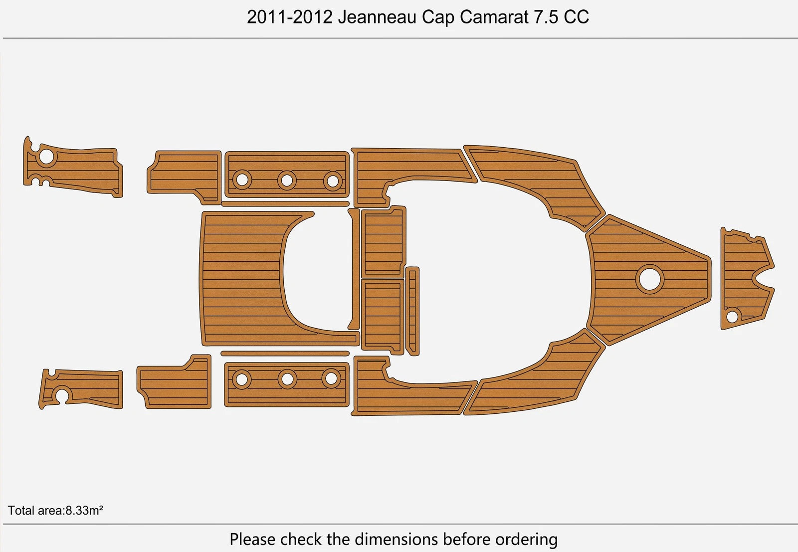 EVA Foam Teak Flooring for Jeanneau Cap Camarat 7.5 CC (2012)
