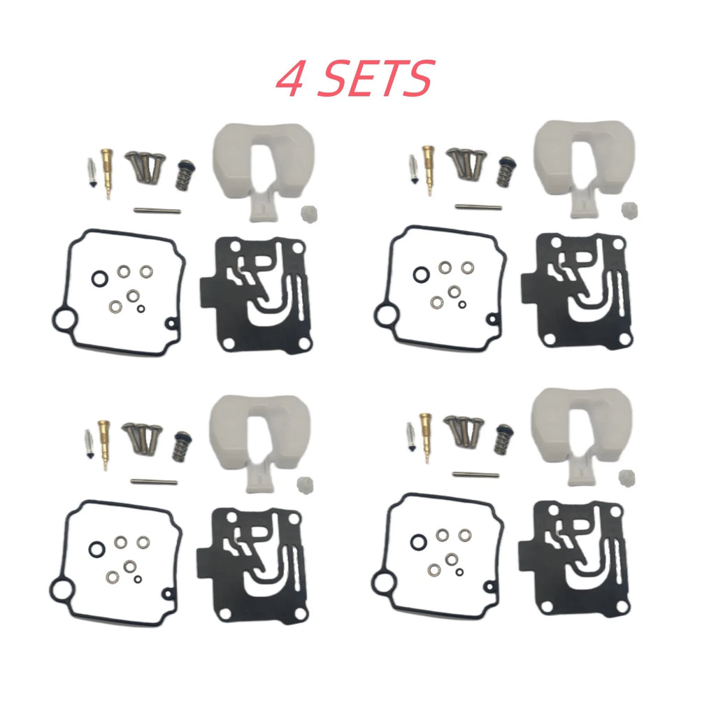 Set of 4 Carburetor Kits for Yamaha 50 HP (4-Stroke) (62Y-W0093-11-00, 62Y-W0093-10-00)