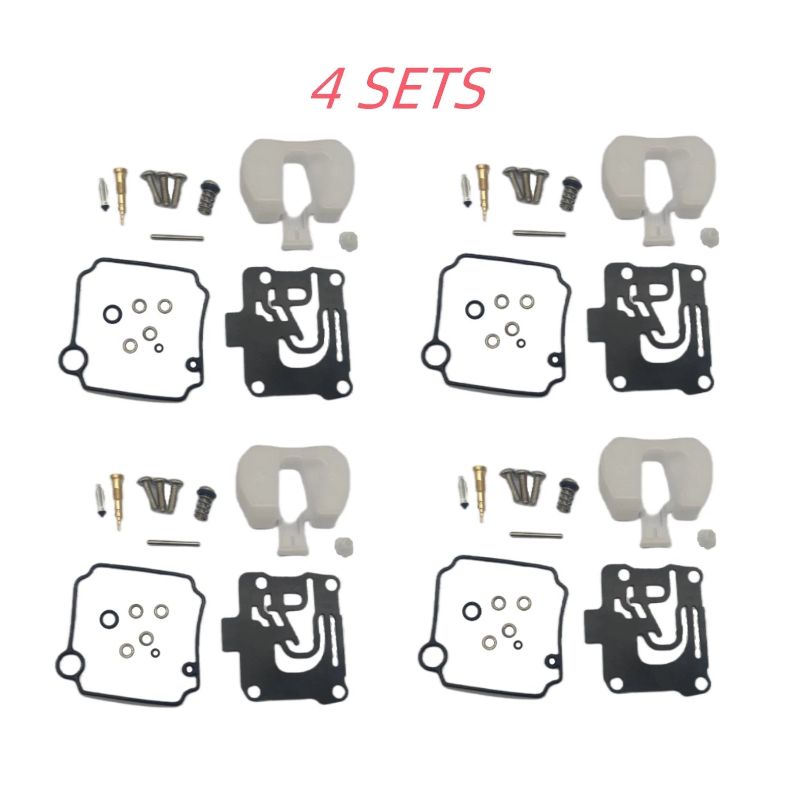 Set of 4 Carburetor Kits for Yamaha 50 HP (4-Stroke) (62Y-W0093-11-00, 62Y-W0093-10-00)